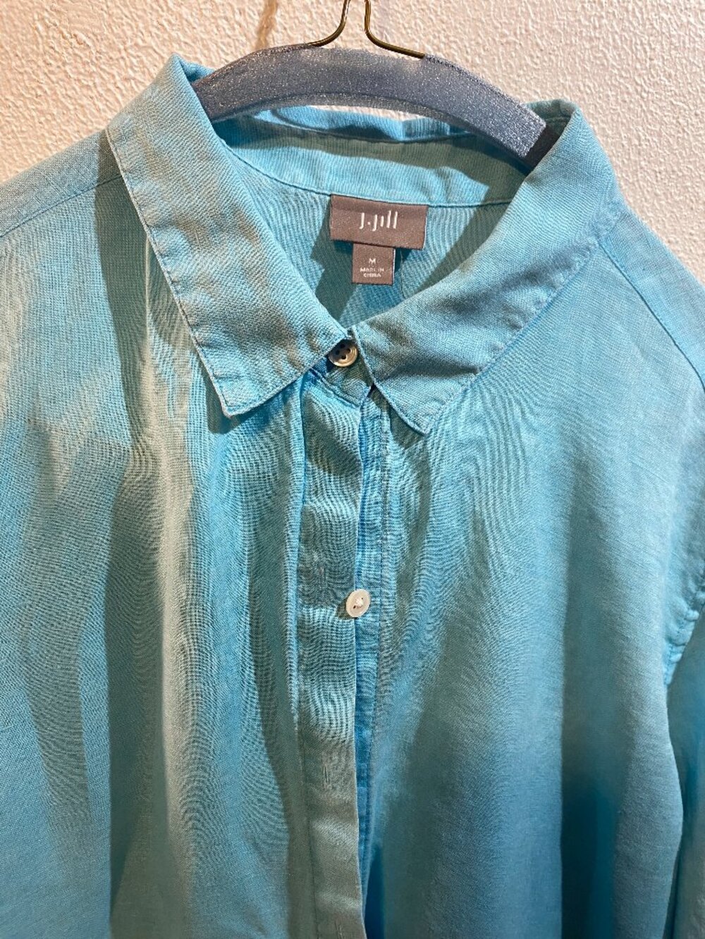 Linen button up shirt, JJill, turquoise